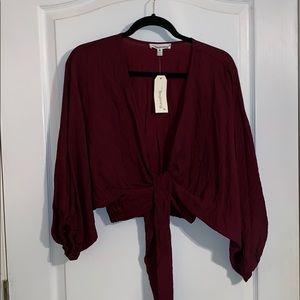 maroon top